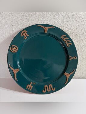 Frankoma Ranch Teal Dinner Plate Western